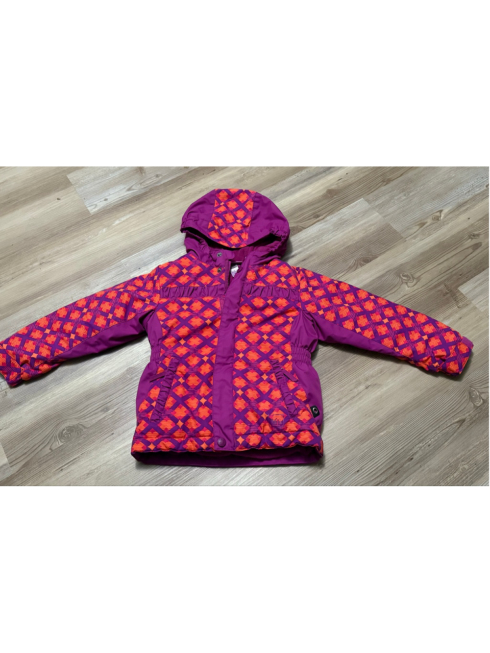 Toddler Girls REI Winter Jacket 3T Purple Orange Patterned Hooded Coat
